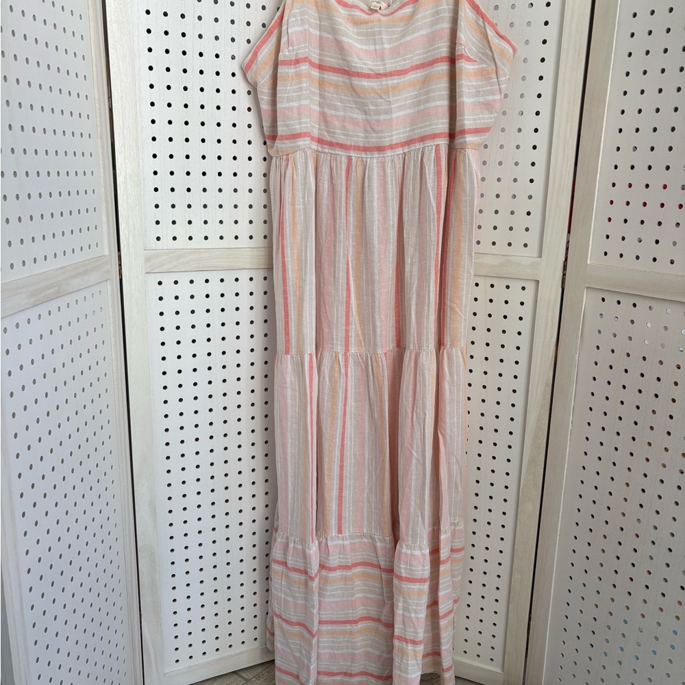Terra & Sky One Shoulder Striped Dress - Pink and White